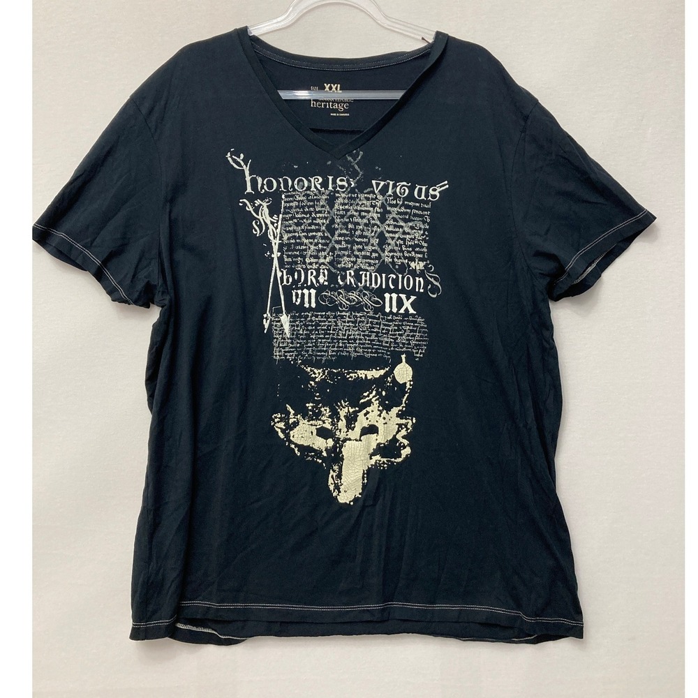 New Banana Republic Heritage T-Shirt XXL Black Wolf Graphic V-Neck Cotton Tee